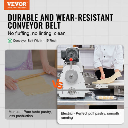 SPL380 - 15.7" VEVOR Electric Dough Sheeter with Adjustable Thickness and Folding Design