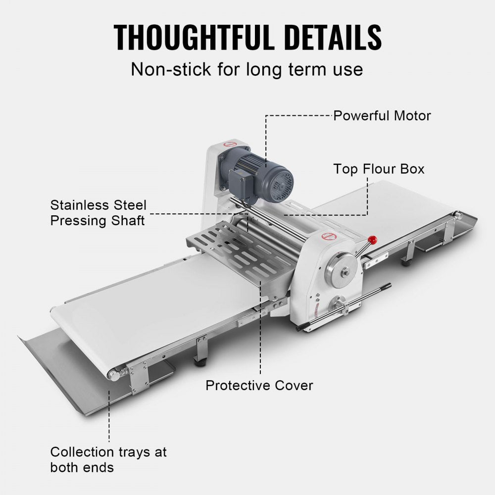 SPL520 - Electric Dough Sheeter, 1.4" Thickness for Perfect Pastries