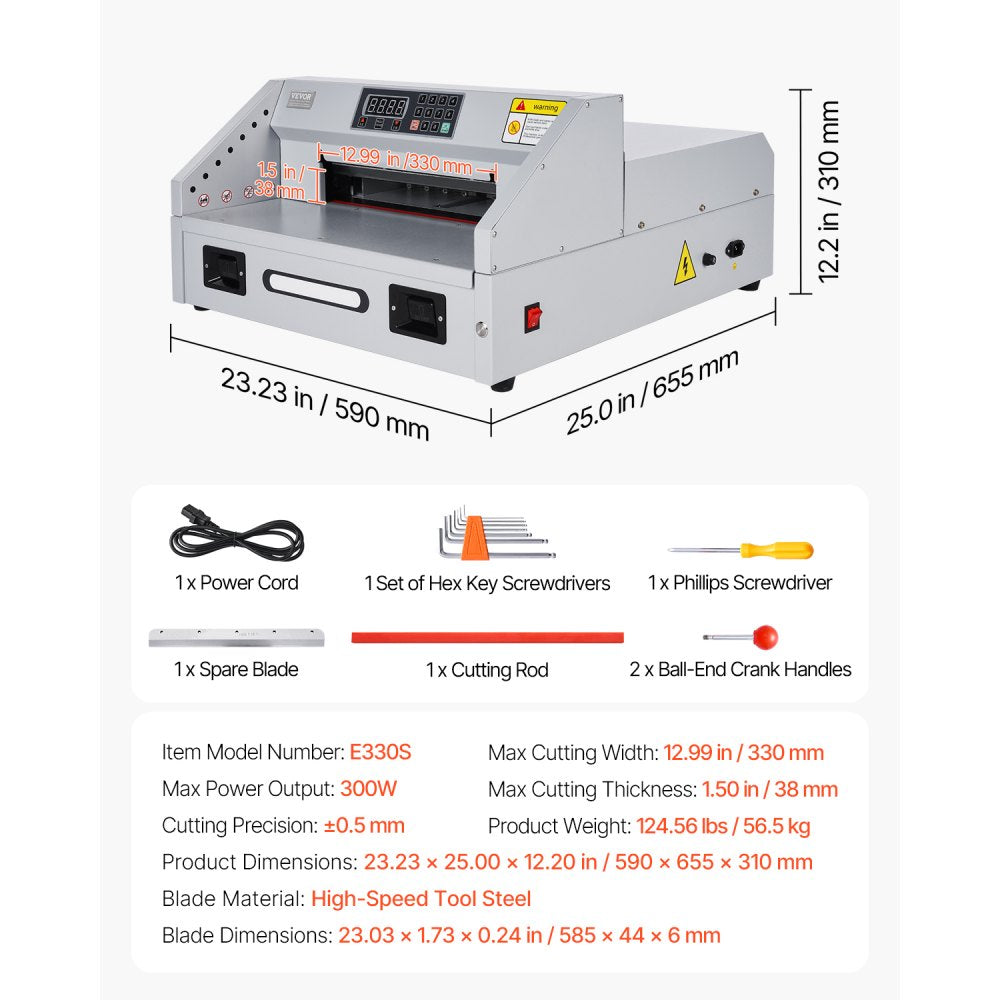 E330S - Powerful Electric Paper Cutter, 11.8" Wide, Cuts 38mm Thick