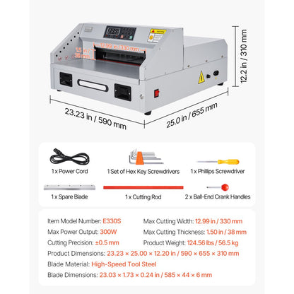 E330S - Powerful Electric Paper Cutter, 11.8" Wide, Cuts 38mm Thick