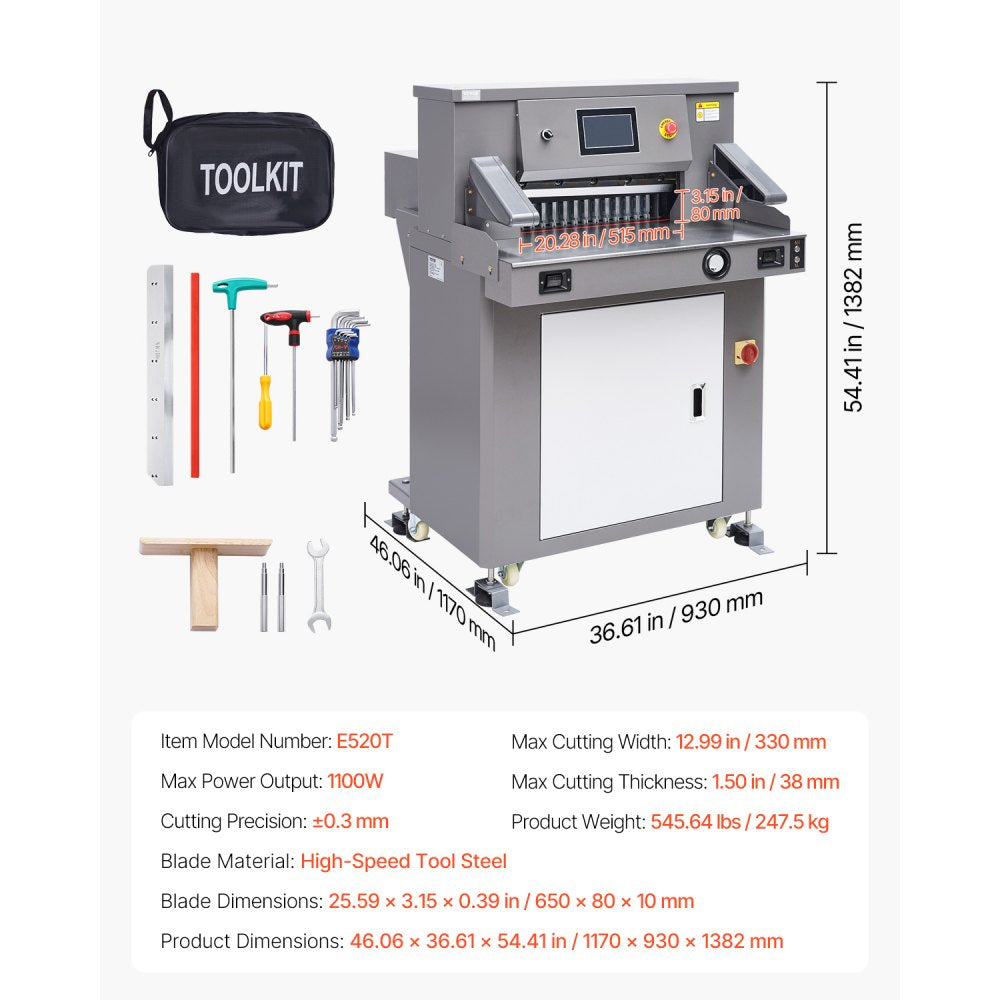 E520T - VEVOR 20.28" Electric Paper Cutter with Touchscreen Control