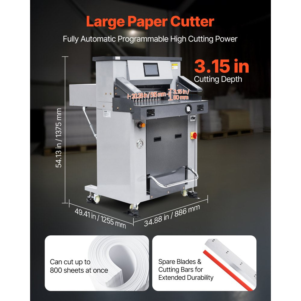 H520TV7 - 20.28" Electric Hydraulic Paper Cutter with Touchscreen & Precision Cutting