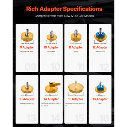 YS-0115A - Electric Brake Fluid Replacement Kit with 17 Adapters, 12V/220V Support