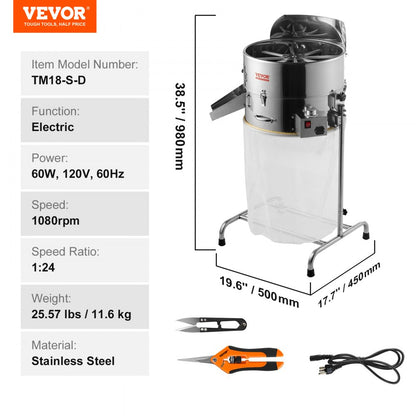TM18-S-D - VEVOR 18" Electric Bud Trimmer with Adjustable Speed & Stainless Steel Blades