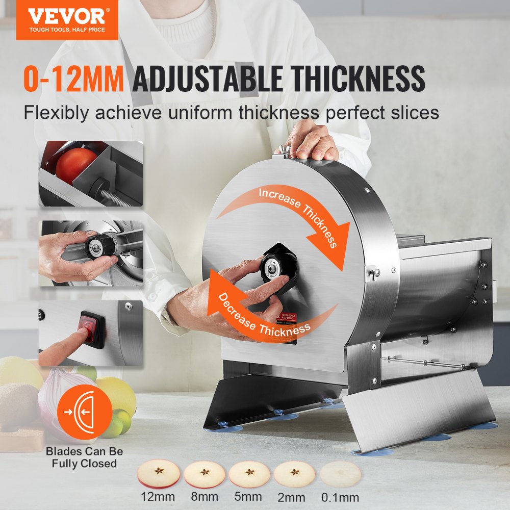 SL-06 - Adjustable Electric Vegetable Slicer, 0-0.5" Thickness for Perfect Cuts