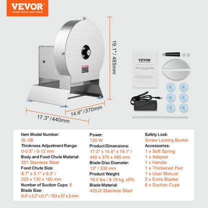 SL-08 - Versatile Electric Vegetable Slicer with Adjustable 0-12mm Thickness