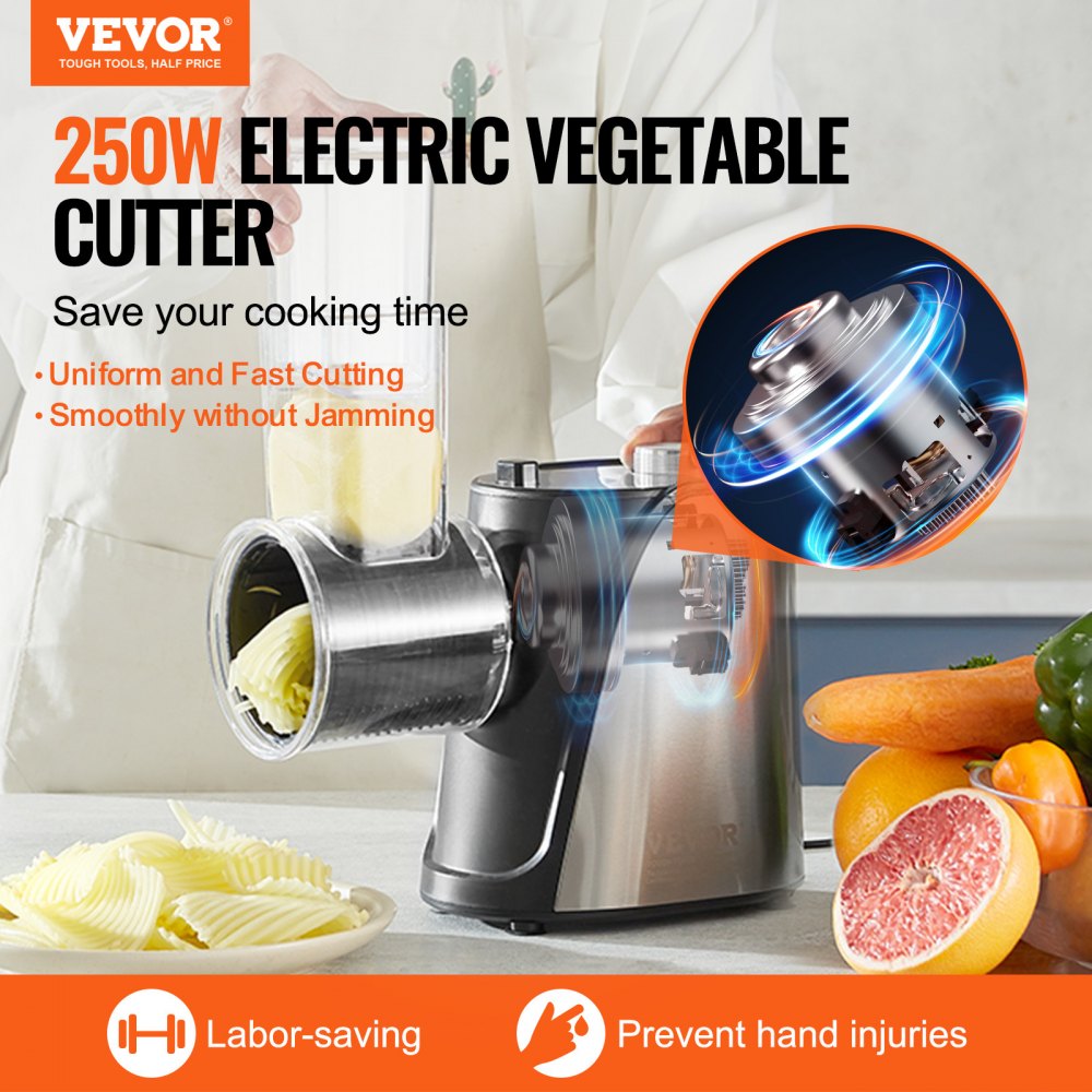 VS1J-S - Powerful 250W Electric Cheese Grater with 5 Stainless Steel Blades