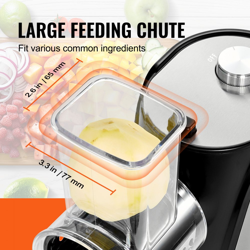 VS1J-S - Powerful 250W Electric Cheese Grater with 5 Stainless Steel Blades