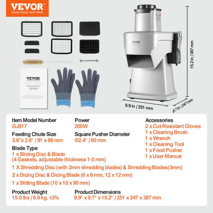 GJ817 - 4-in-1 Electric Slicer with Adjustable Thickness & Durable Shell