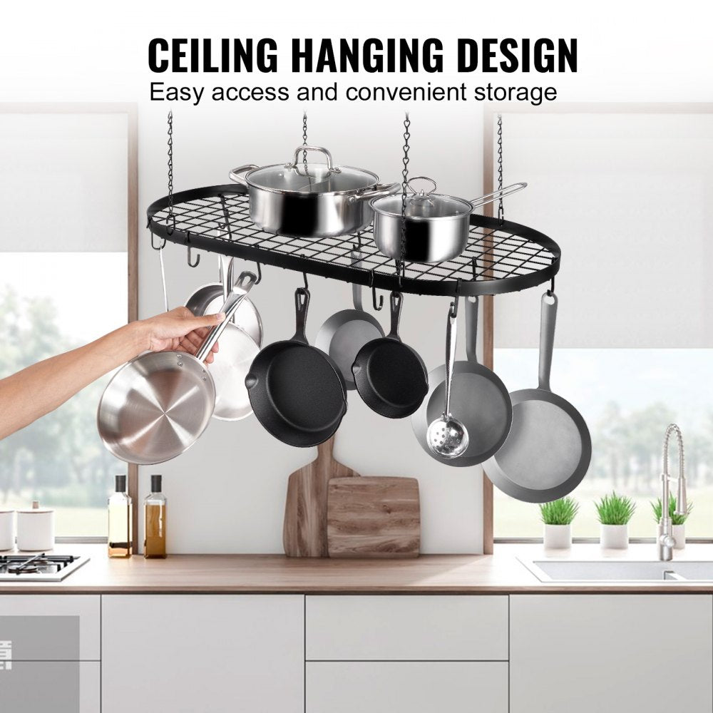 LX-P9251E - 36" Carbon Steel Hanging Pot Rack with 20 S-Hooks