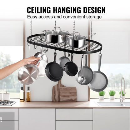 LX-P9251E - 36" Carbon Steel Hanging Pot Rack with 20 S-Hooks