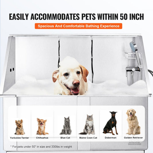 K1E01027-U - 50" Stainless Steel Electric Dog Bathing Station with Adjustable Height