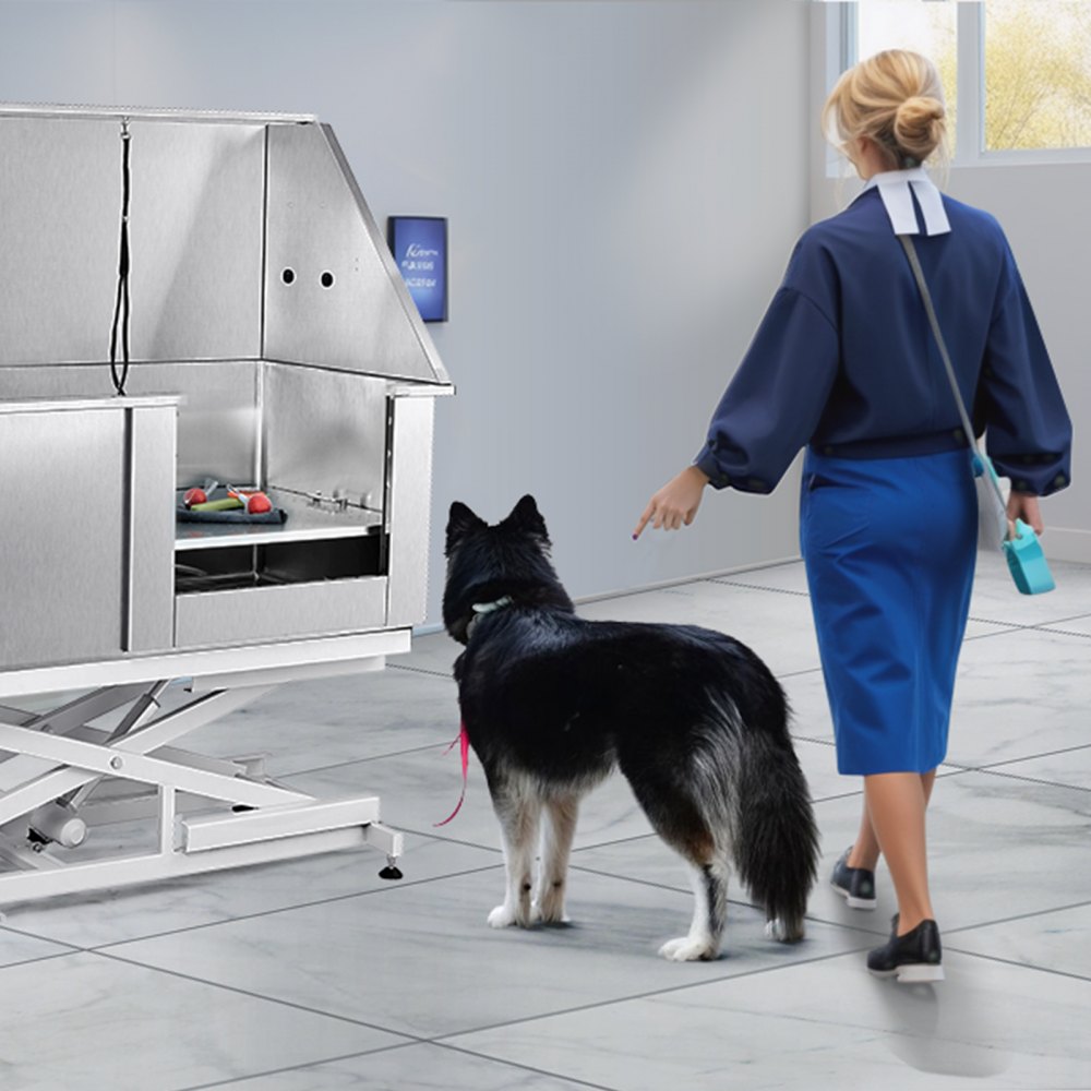 K1E01027-U - 50" Adjustable Stainless Steel Dog Grooming Tub for All Breeds