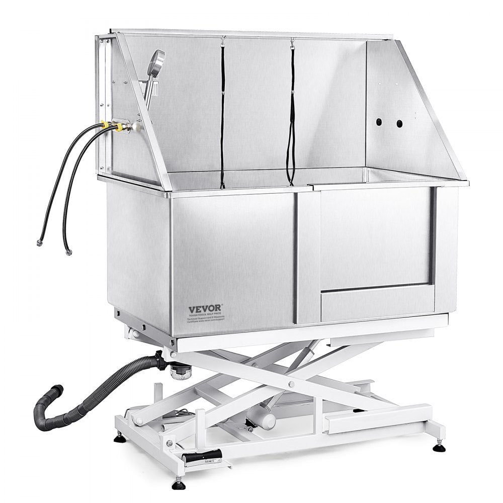 K1E01027-U - 50" Adjustable Stainless Steel Dog Grooming Tub for All Breeds