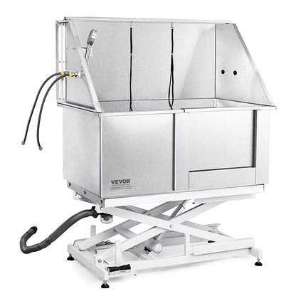 K1E01027-U - 50" Adjustable Stainless Steel Dog Grooming Tub for All Breeds