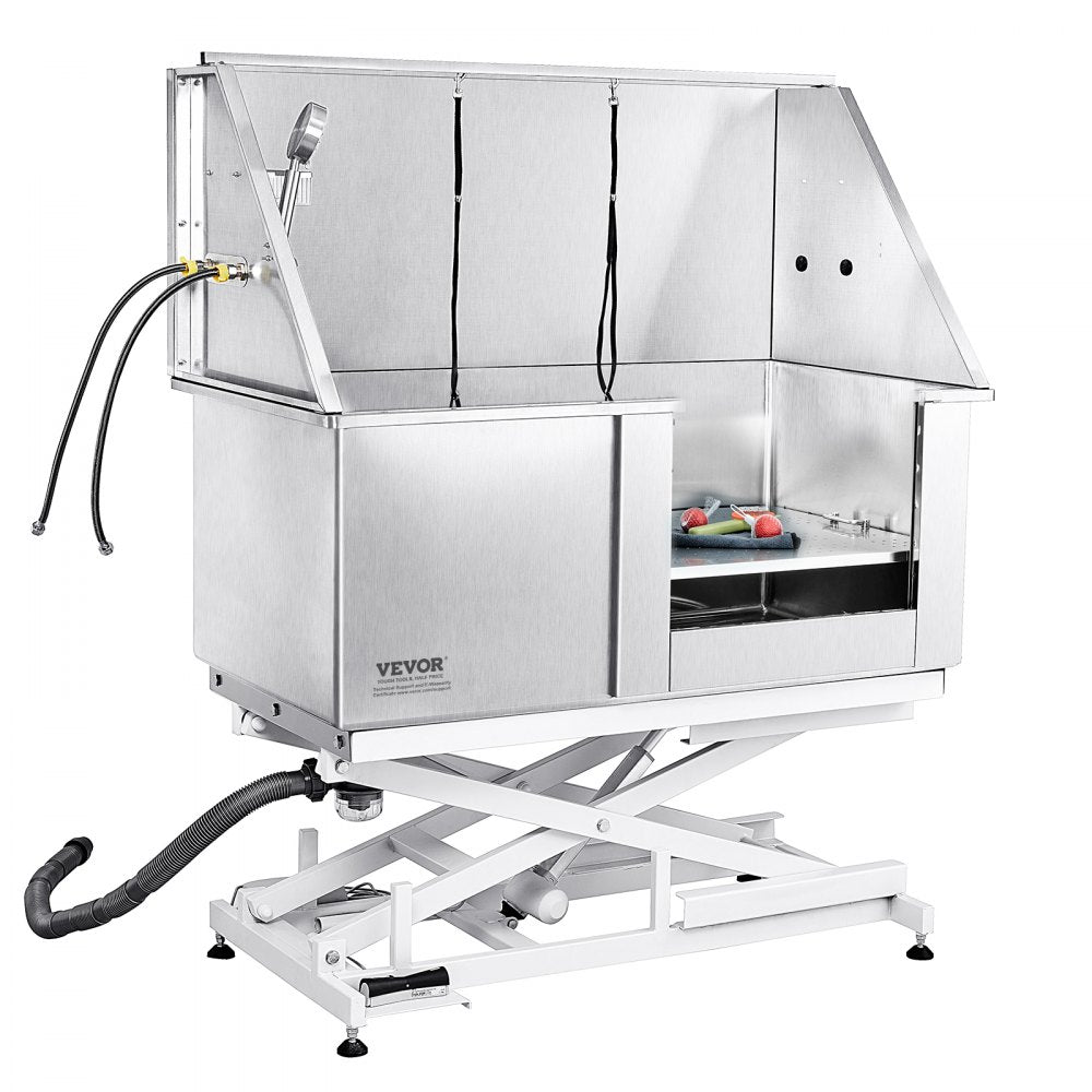 K1E01027-U - 50" Adjustable Stainless Steel Dog Grooming Tub for All Breeds