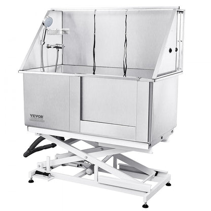 K1E01027-U - 50" Adjustable Stainless Steel Dog Grooming Tub for All Breeds