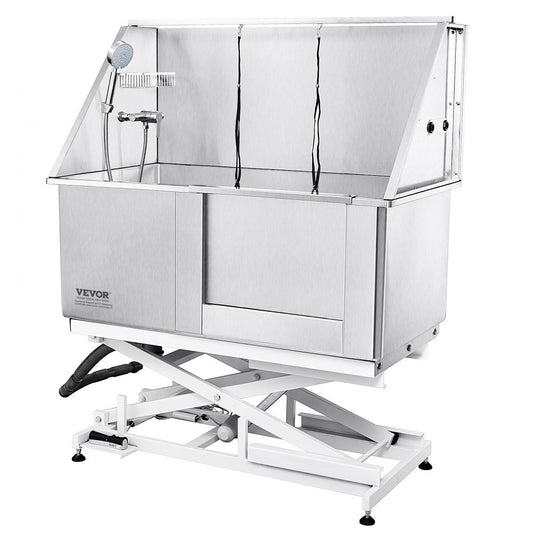 K1E01027-U - 50" Adjustable Stainless Steel Dog Grooming Tub for All Breeds