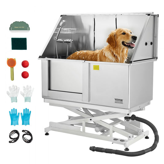 K1E01027 - 50" Stainless Steel Dog Bath Tub with Leak-Proof Design