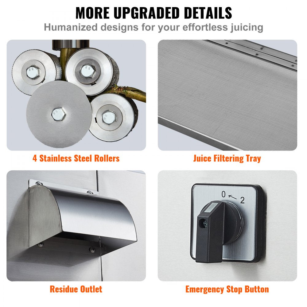 YF-L100-115 - High Efficiency 800W Sugar Cane Juicer, 661 lbs/hr Output
