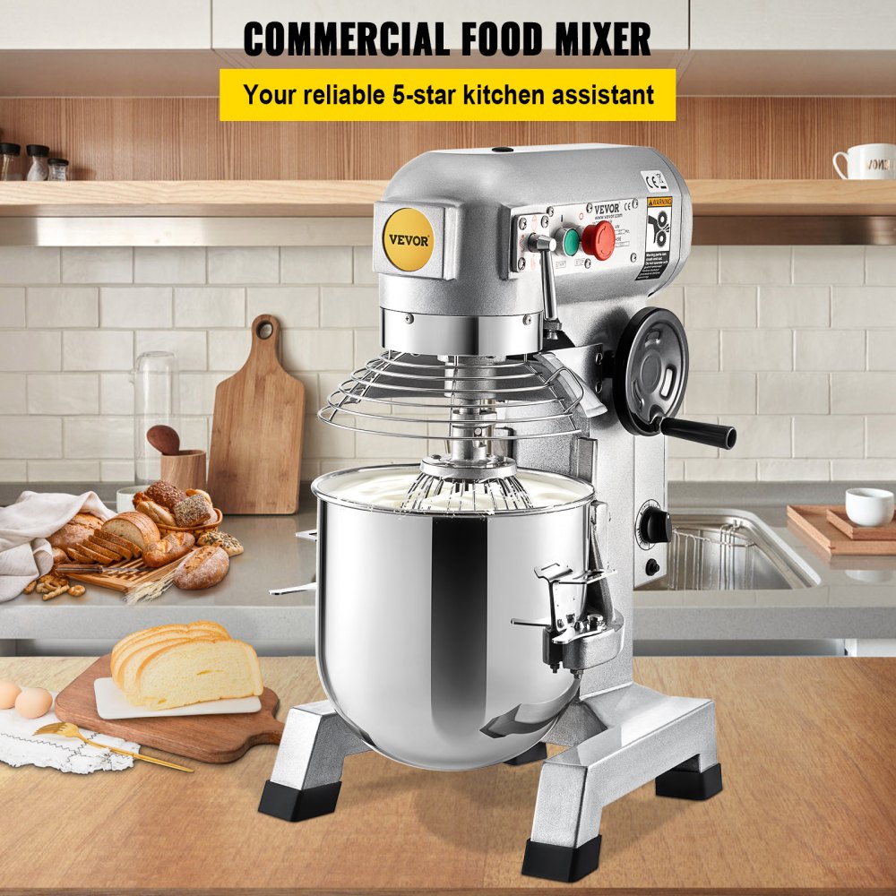B20-BT - 20Qt Stainless Steel Food Mixer with 3 Speeds & Attachments