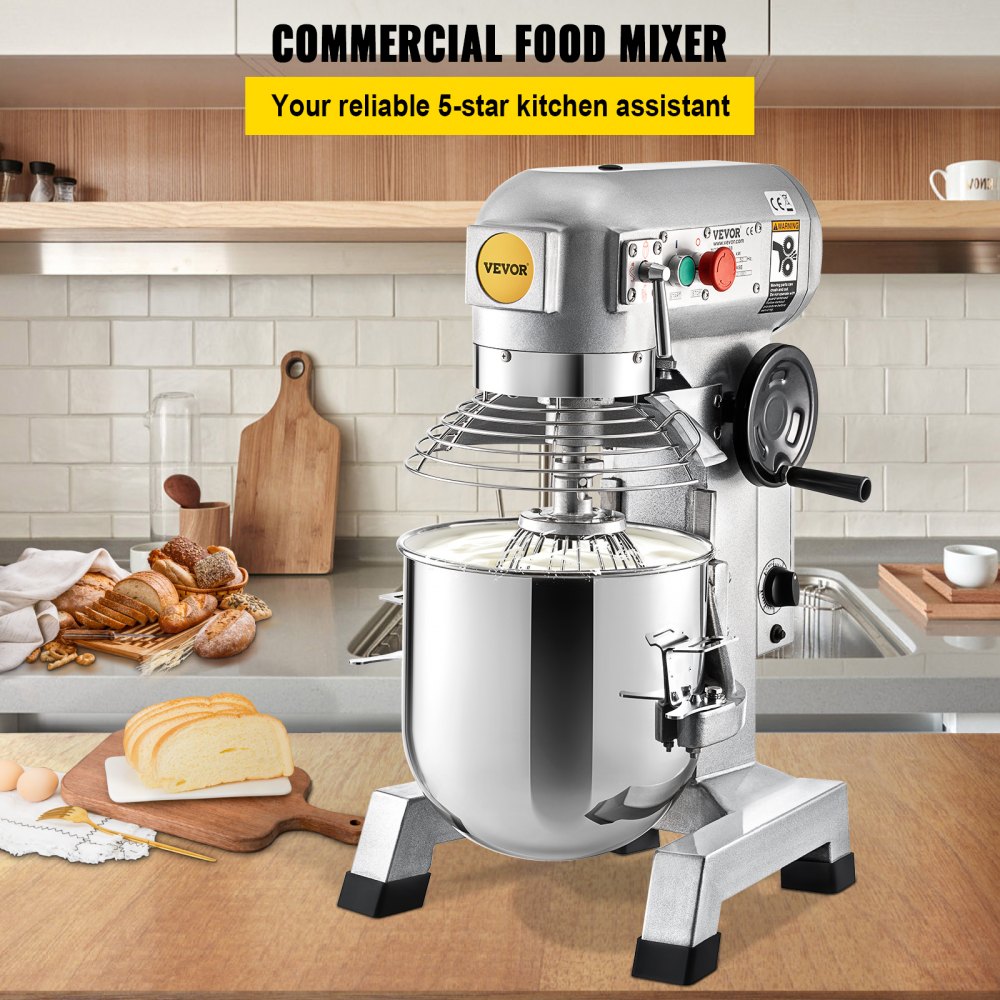 B30-BT - 30Qt Stainless Steel Food Mixer with Timer & 3 Attachments