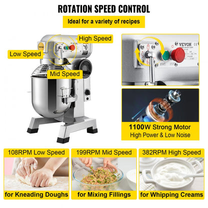 B30-BT - 30Qt Stainless Steel Food Mixer with Timer & 3 Attachments