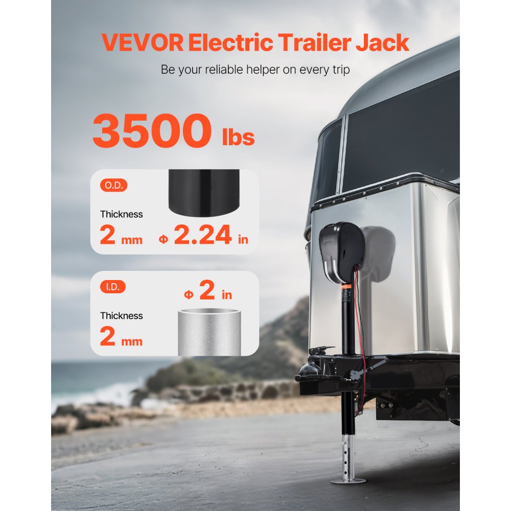 RVCP3500 - Heavy-Duty 3500 lbs Electric Trailer Jack with LED Light
