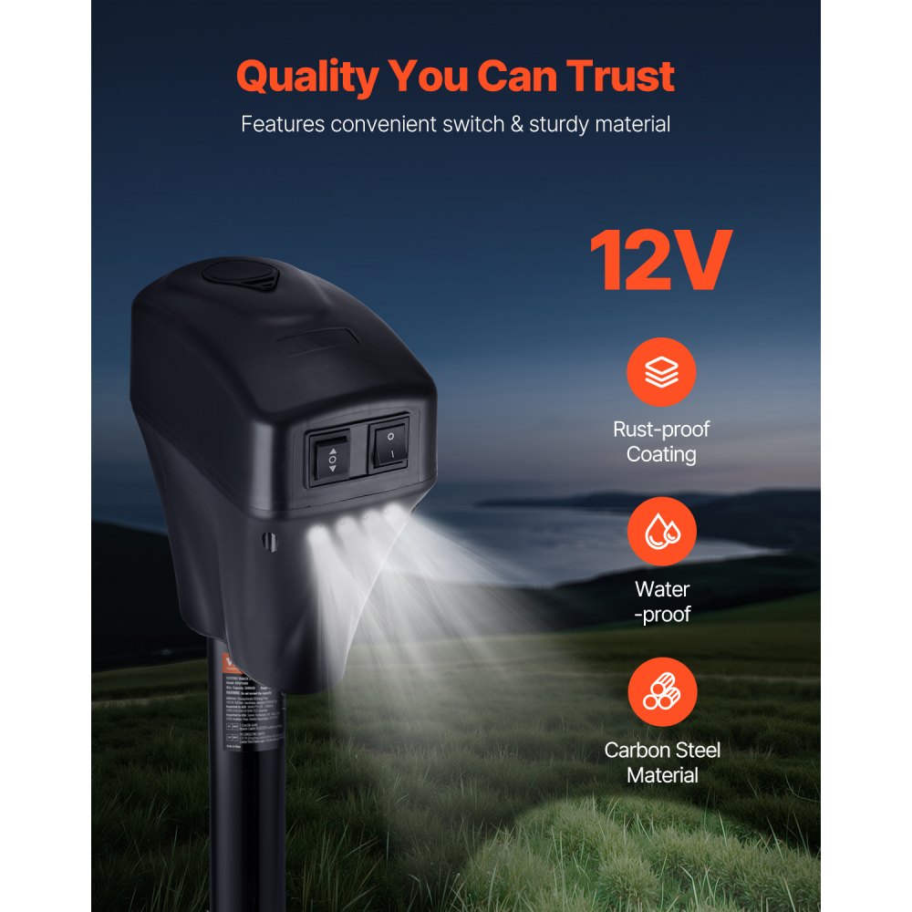 EJ5021B - Heavy-Duty Electric Trailer Jack 10"-33.8" Range, 5000 lbs Capacity