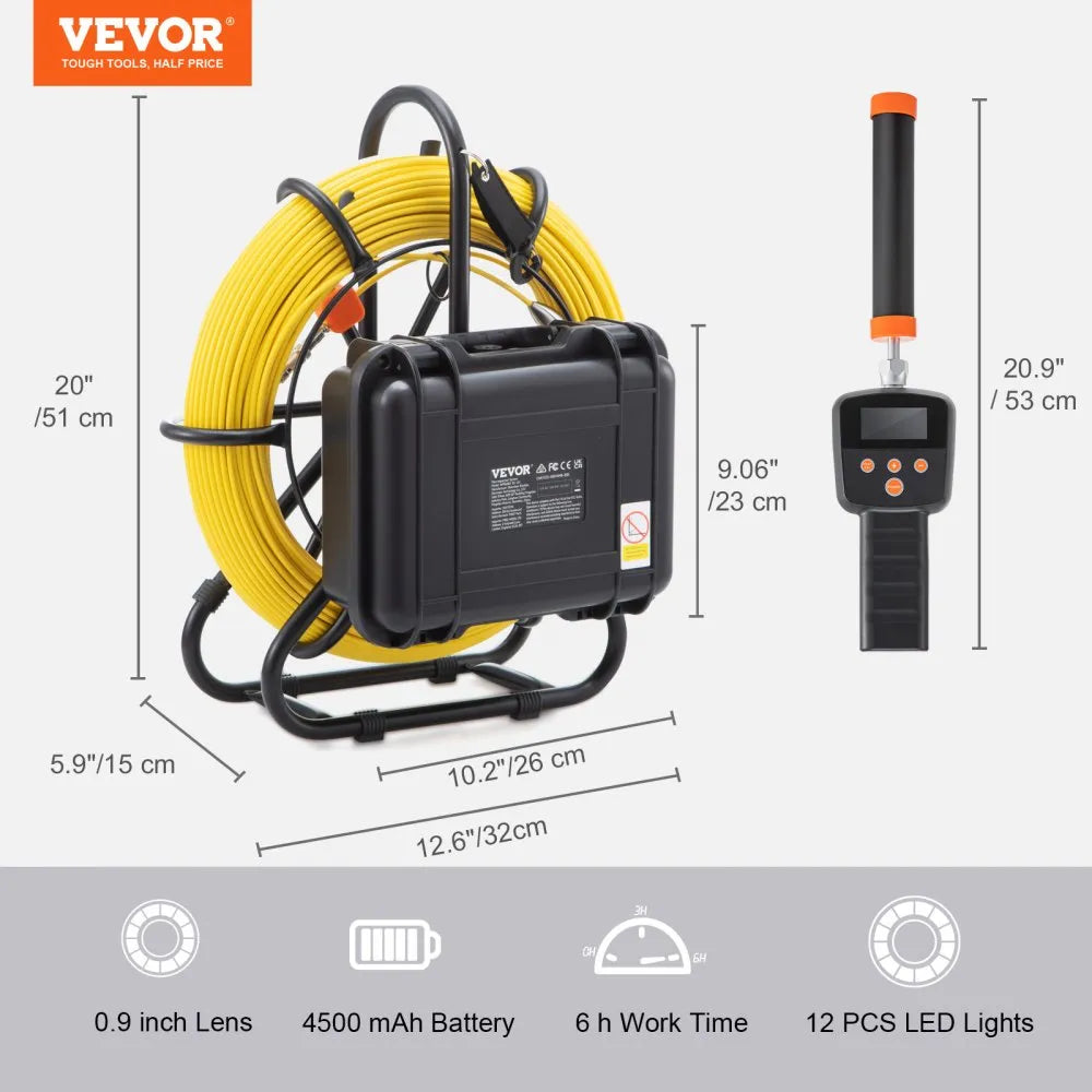 010761226353 - 9" LCD Sewer Camera with 300ft Waterproof Cable