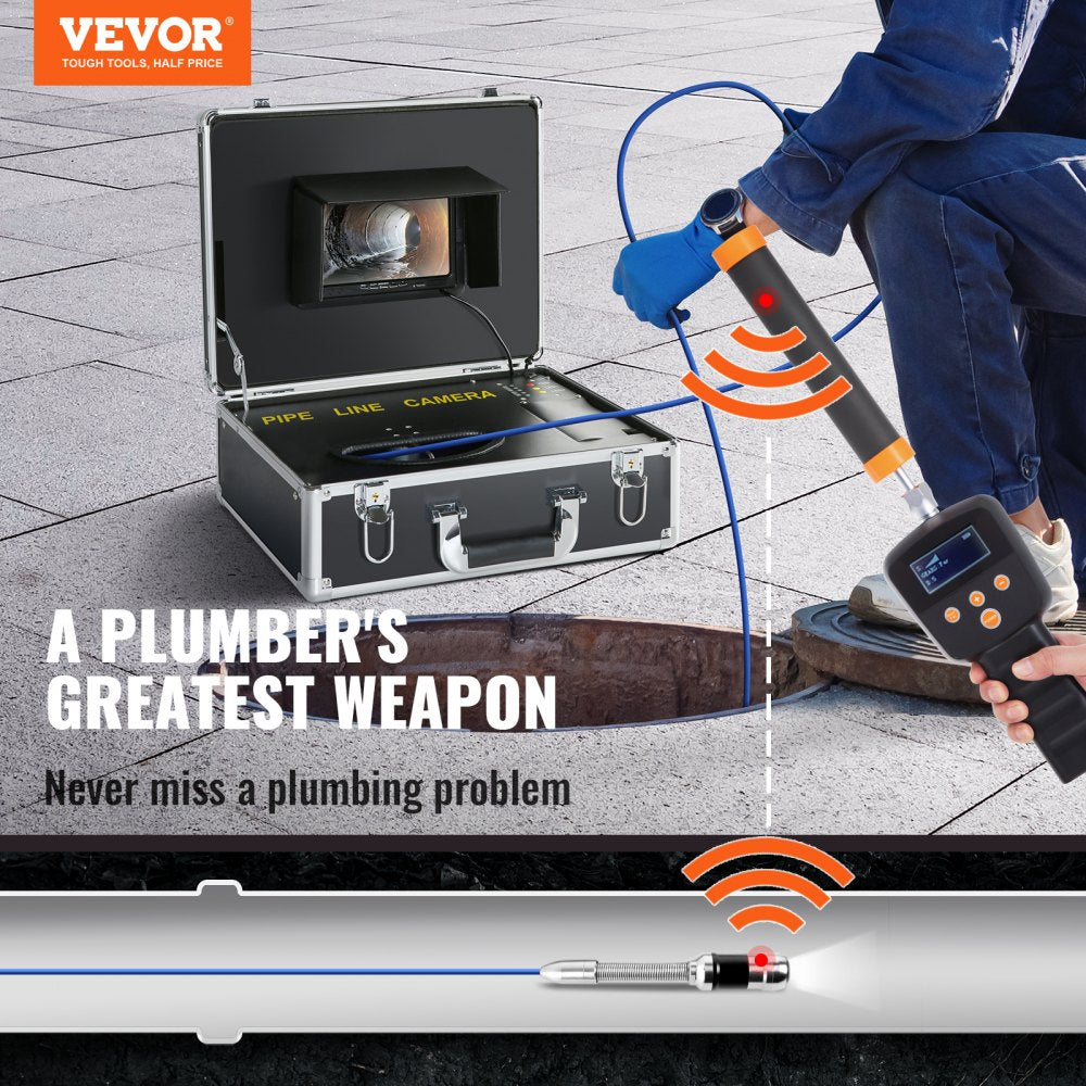 010412545703 - 100 ft Waterproof Sewer Camera with 512Hz Locator & 1000TVL Resolution