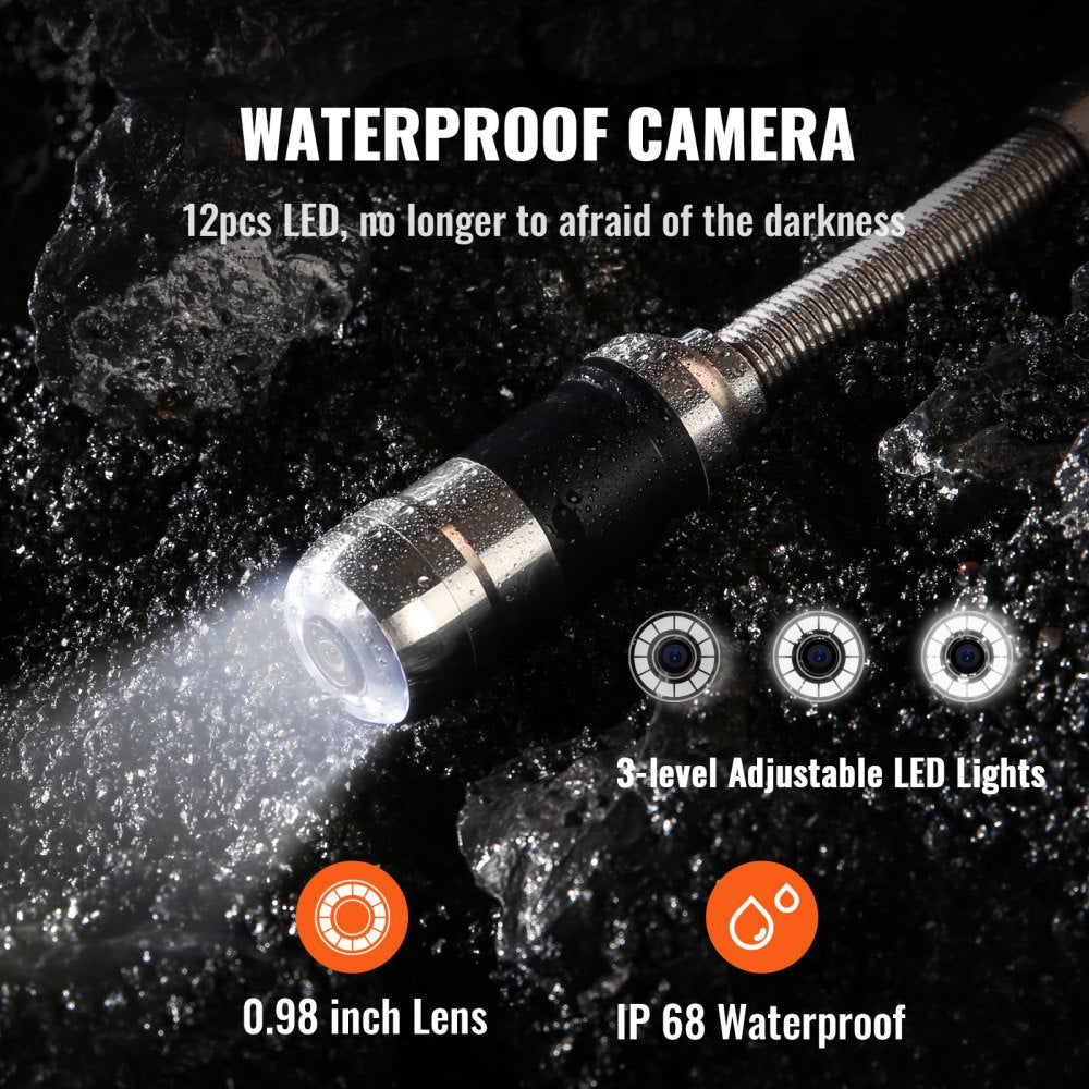 010412545703 - 100 ft Waterproof Sewer Camera with 512Hz Locator & 1000TVL Resolution