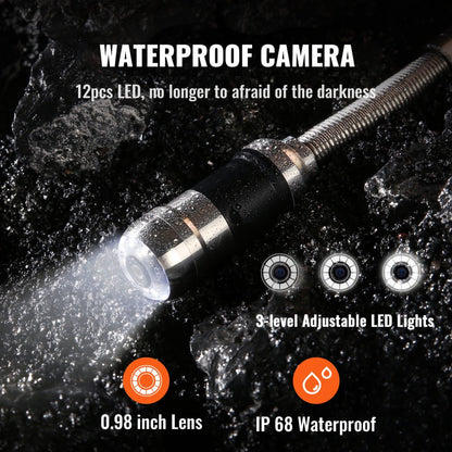 010412545703 - 100 ft Waterproof Sewer Camera with 512Hz Locator & 1000TVL Resolution