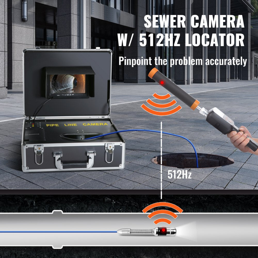 010412545703 - 100 ft Waterproof Sewer Camera with 512Hz Locator & 1000TVL Resolution