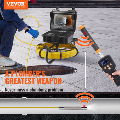 010477609781 - 720p VEVOR Sewer Inspection Camera with 165 ft Cable