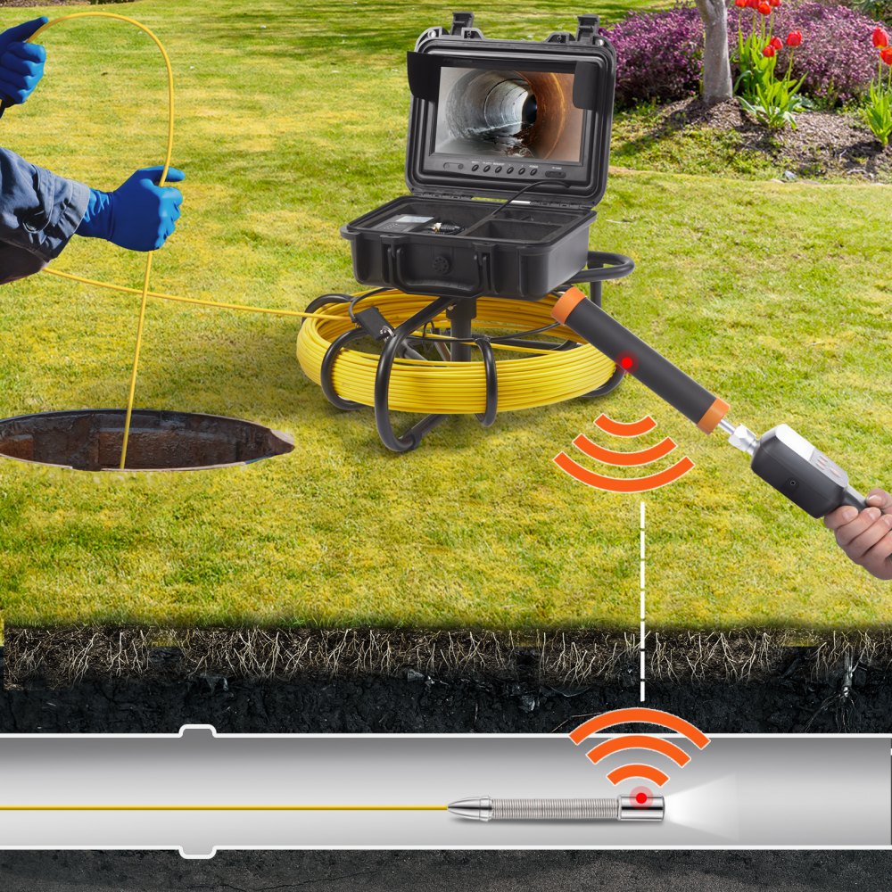 010477609781 - 720p VEVOR Sewer Inspection Camera with 165 ft Cable