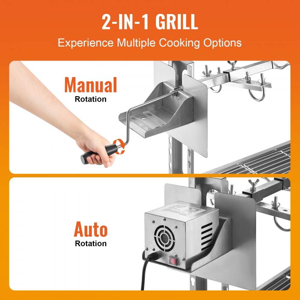 JY-MY-KYLDB-46-120 - 52W Rotisserie Grill Kit for Up to 198 lbs