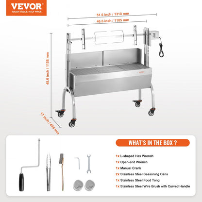 JY-MY-KYLDB-46-120 - 52W Rotisserie Grill Kit for Up to 198 lbs