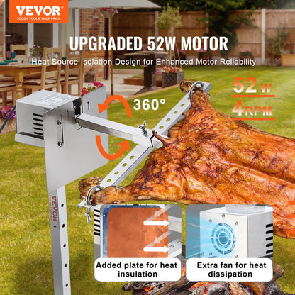 JY-MY-SKJ-46-01-120 - 132lbs Stainless Steel Electric Rotisserie Grill Kit