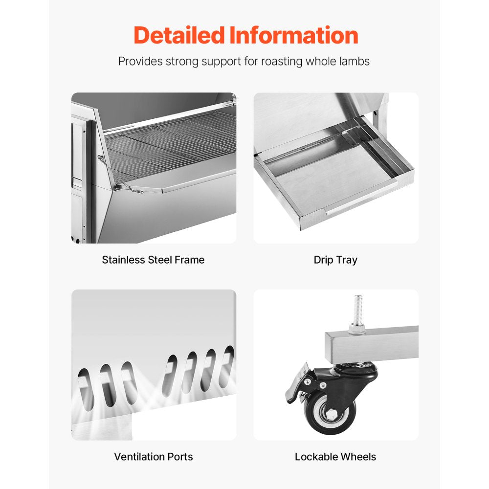 JY-MY-KYLQG-56-120 - 286lbs Rotisserie Grill for BBQ, Stainless Steel Design