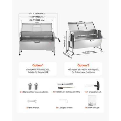 JY-MY-KYLQG-56-120 - 286lbs Rotisserie Grill for BBQ, Stainless Steel Design