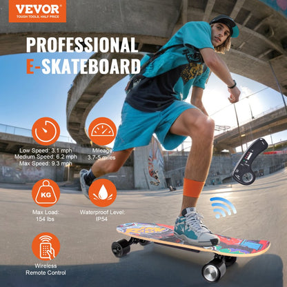 SYL-03A - VEVOR Electric Longboard Skateboard, 9.3 mph, 5-Mile Range