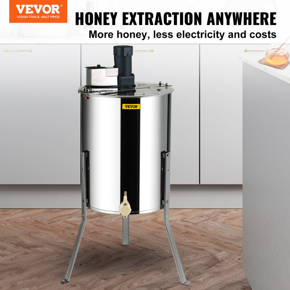 DD-4/8 - Stainless Steel 4/8 Frame Honey Extractor with Transparent Lid