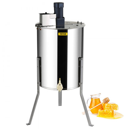 DD-4/8 - Stainless Steel 4/8 Frame Honey Extractor with Transparent Lid