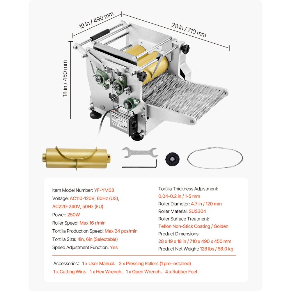 YF-YM08 - 4-6 Inch Automatic Tortilla Maker for Homes & Restaurants