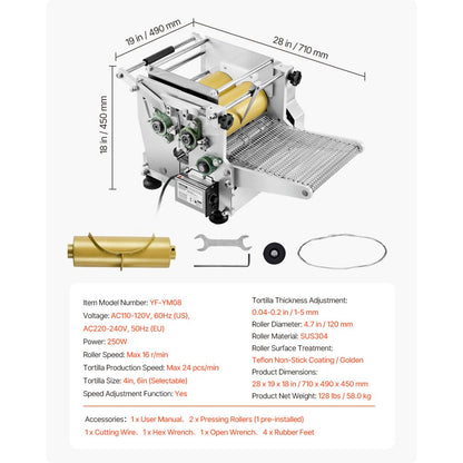YF-YM08 - 4-6 Inch Automatic Tortilla Maker for Homes & Restaurants