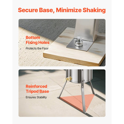 HE-15C-3E-US - 3-Frame Stainless Steel Honey Extractor with Adjustable Speed