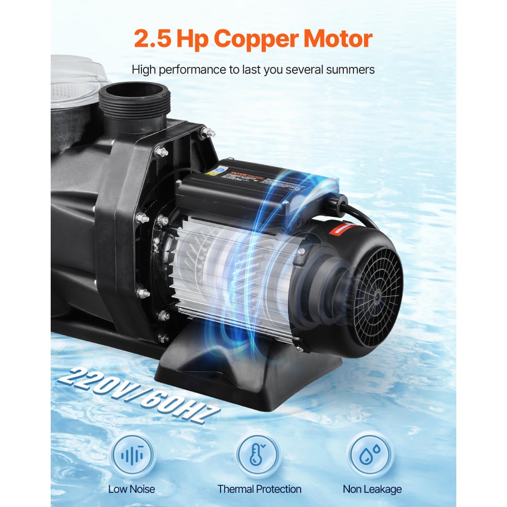 SPP1800 - 2.5 HP Above Ground Pool Pump, 148 GPM, 220V Performance