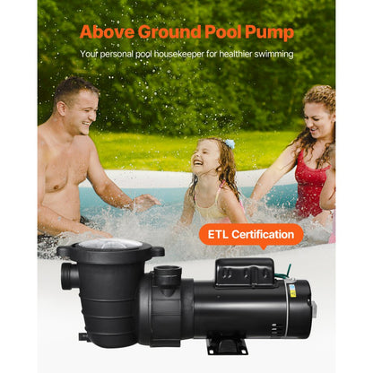 HAP1100A - 1.5HP Dual-Speed Pool Pump, 110 GPM, Durable PP Shell