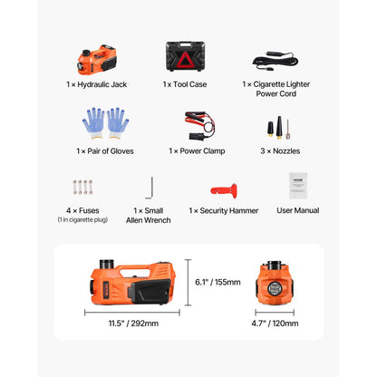 DSJA380+ - 5 Ton Electric Car Jack with Inflator & LED Light